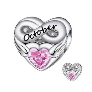 🌺 October Birthstone Heart Charm Pandora Style